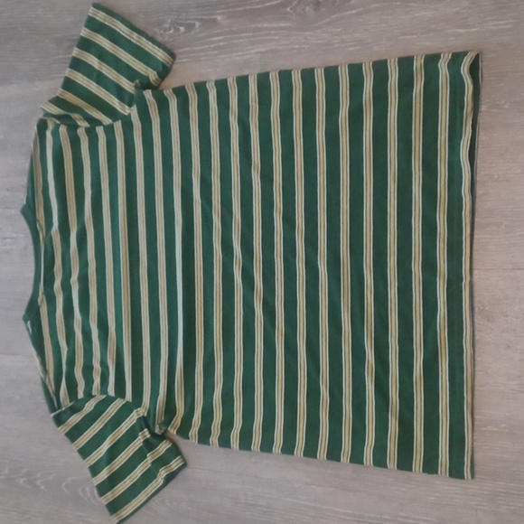 Quicksilver Green and Yellow Striped Men's Shirt Surfer Skater Size L Beach - Picture 3 of 8